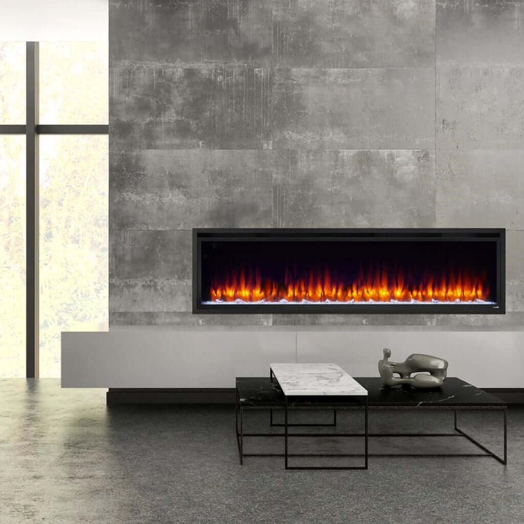 Simplifire 72" Allusion Platinum Recessed Linear Electric Fireplace SF-ALLP72-BK