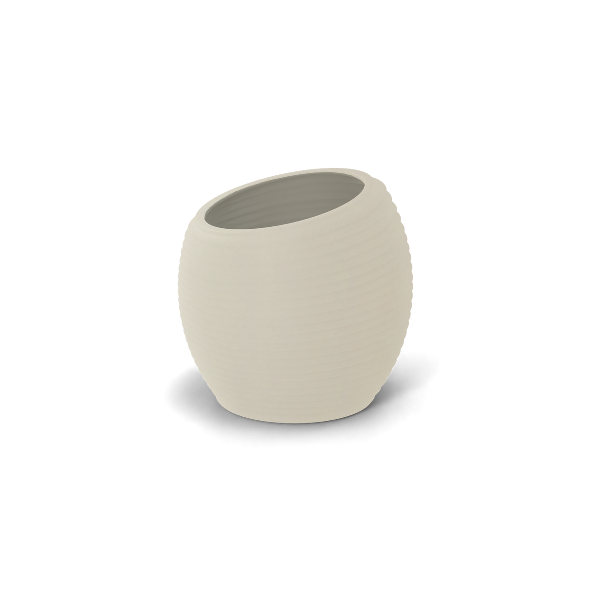 Spiral ribbed fiberglass planter, Beige finish
