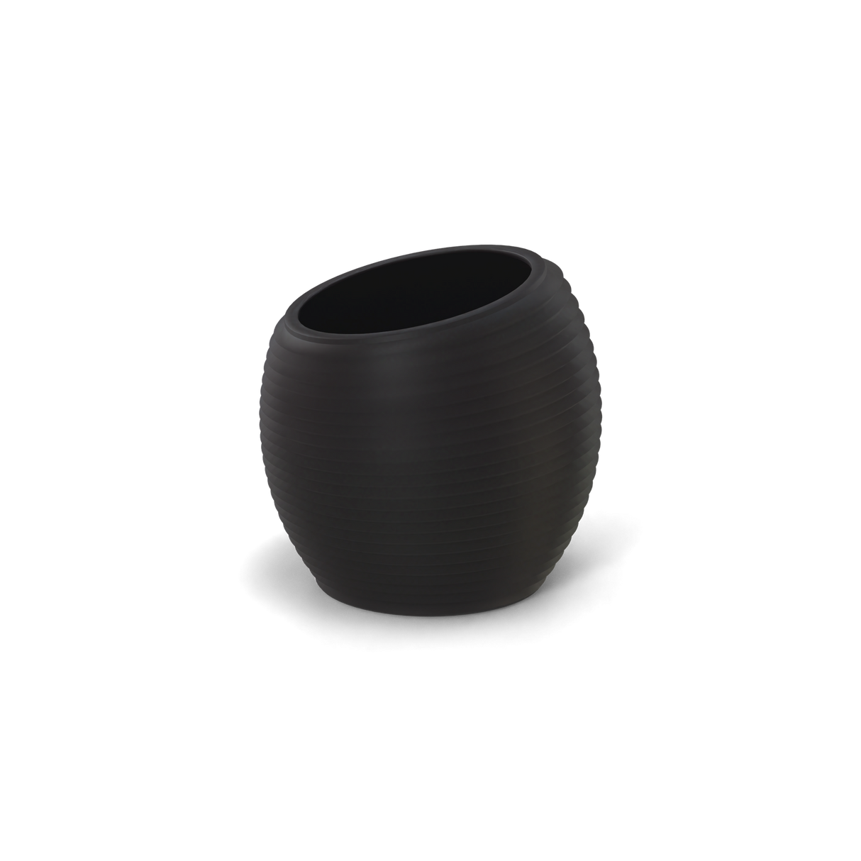 Spiral ribbed fiberglass planter, Charcoal finish