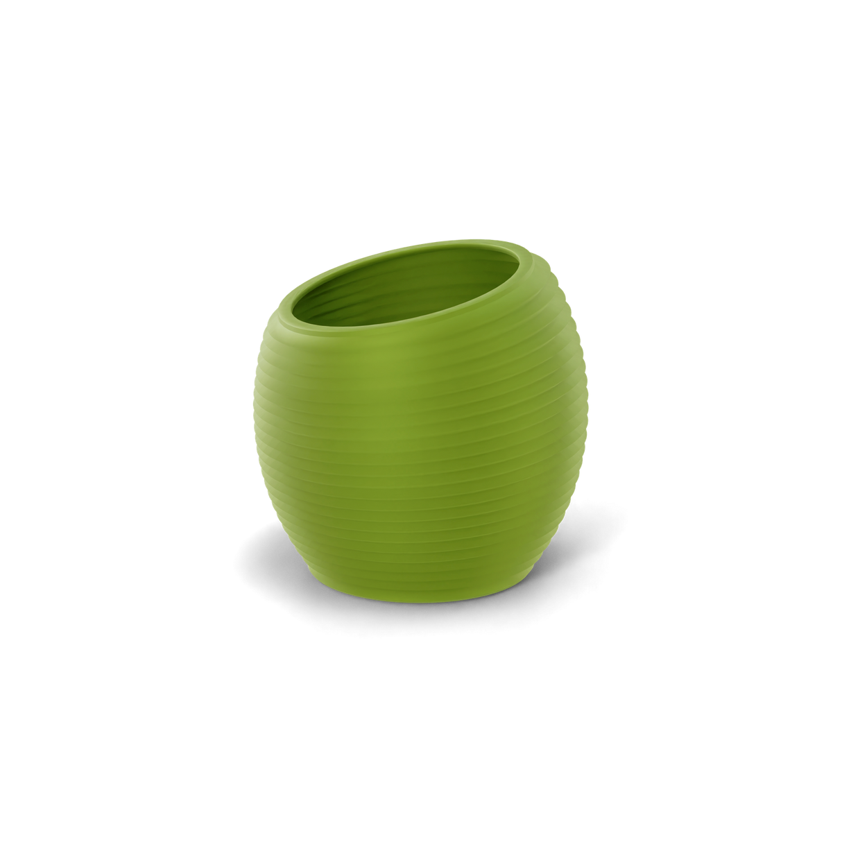 Spiral ribbed fiberglass planter, Green finish