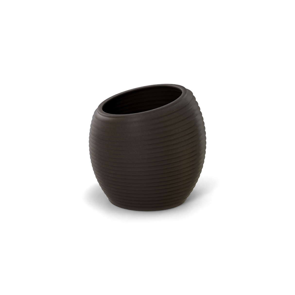 Spiral ribbed fiberglass planter, Gun Metal finish