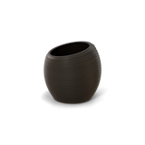 Spiral ribbed fiberglass planter, Gun Metal finish