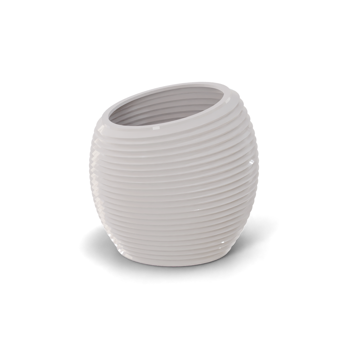 Spiral round fiberglass planter in Gloss Bright White