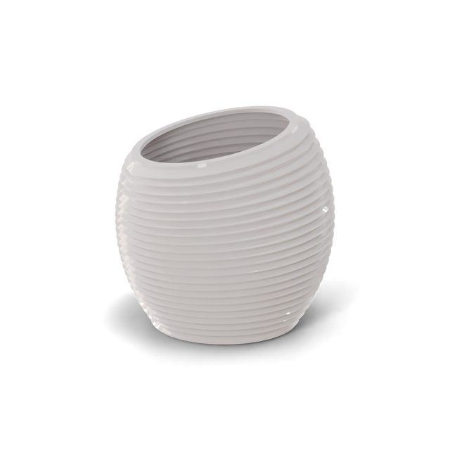 Spiral round fiberglass planter in Gloss Bright White