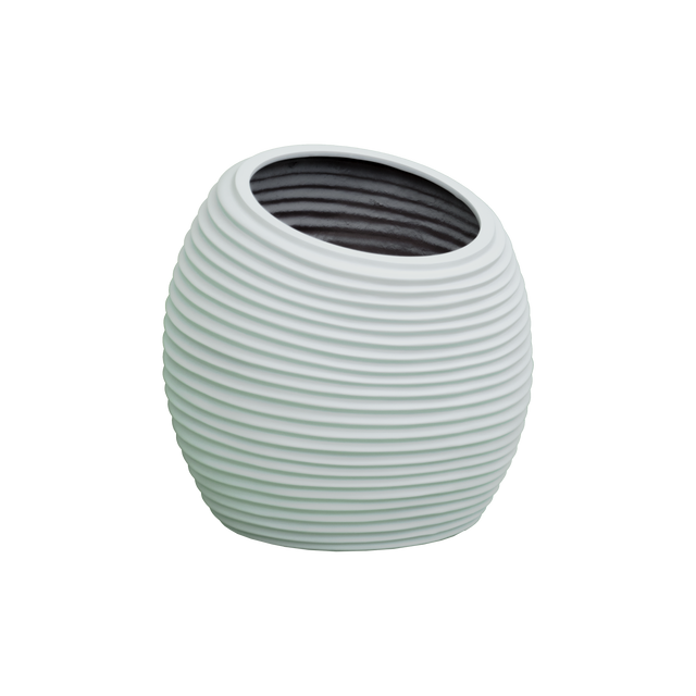 Spiral round fiberglass planter in Gloss Bright White, D 26 in × 26 in, studio render