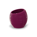 Spiral round fiberglass planter in Gloss Eggplant