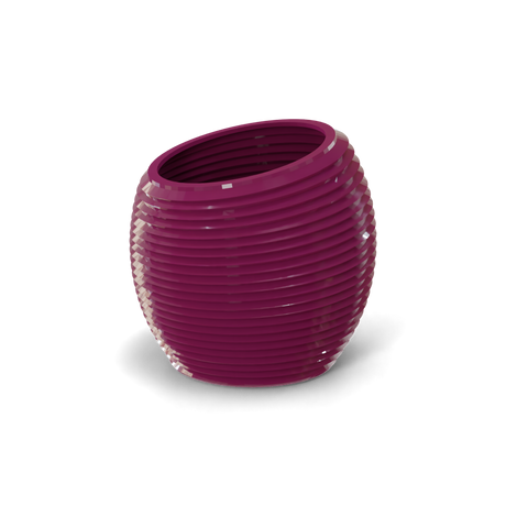 Spiral round fiberglass planter in Gloss Eggplant