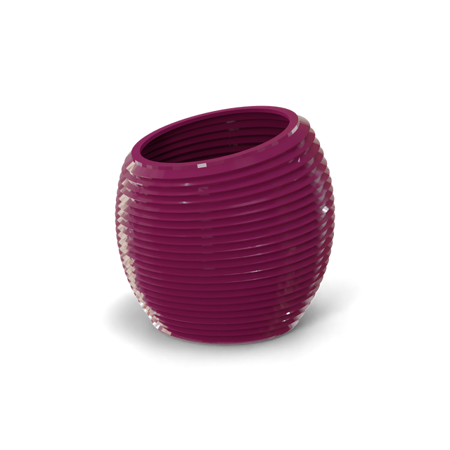 Spiral round fiberglass planter in Gloss Eggplant