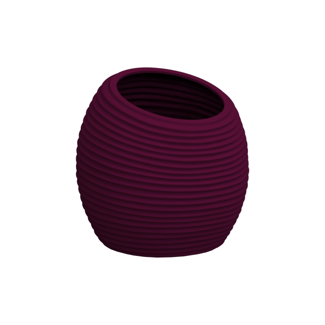 Spiral round fiberglass planter in Gloss Eggplant, D 26 in × 26 in, studio render