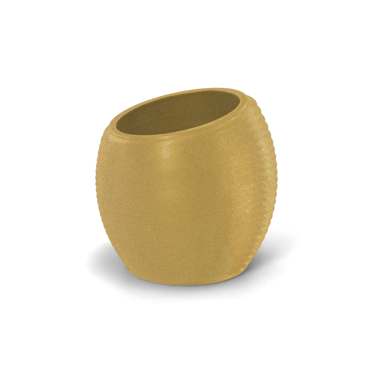 Spiral round fiberglass planter in Gloss Metallic Gold