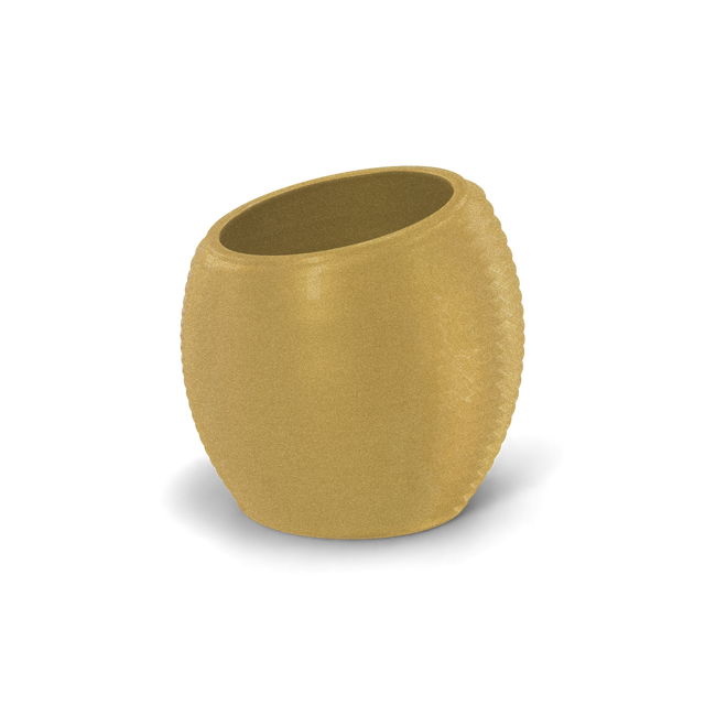 Spiral round fiberglass planter in Gloss Metallic Gold