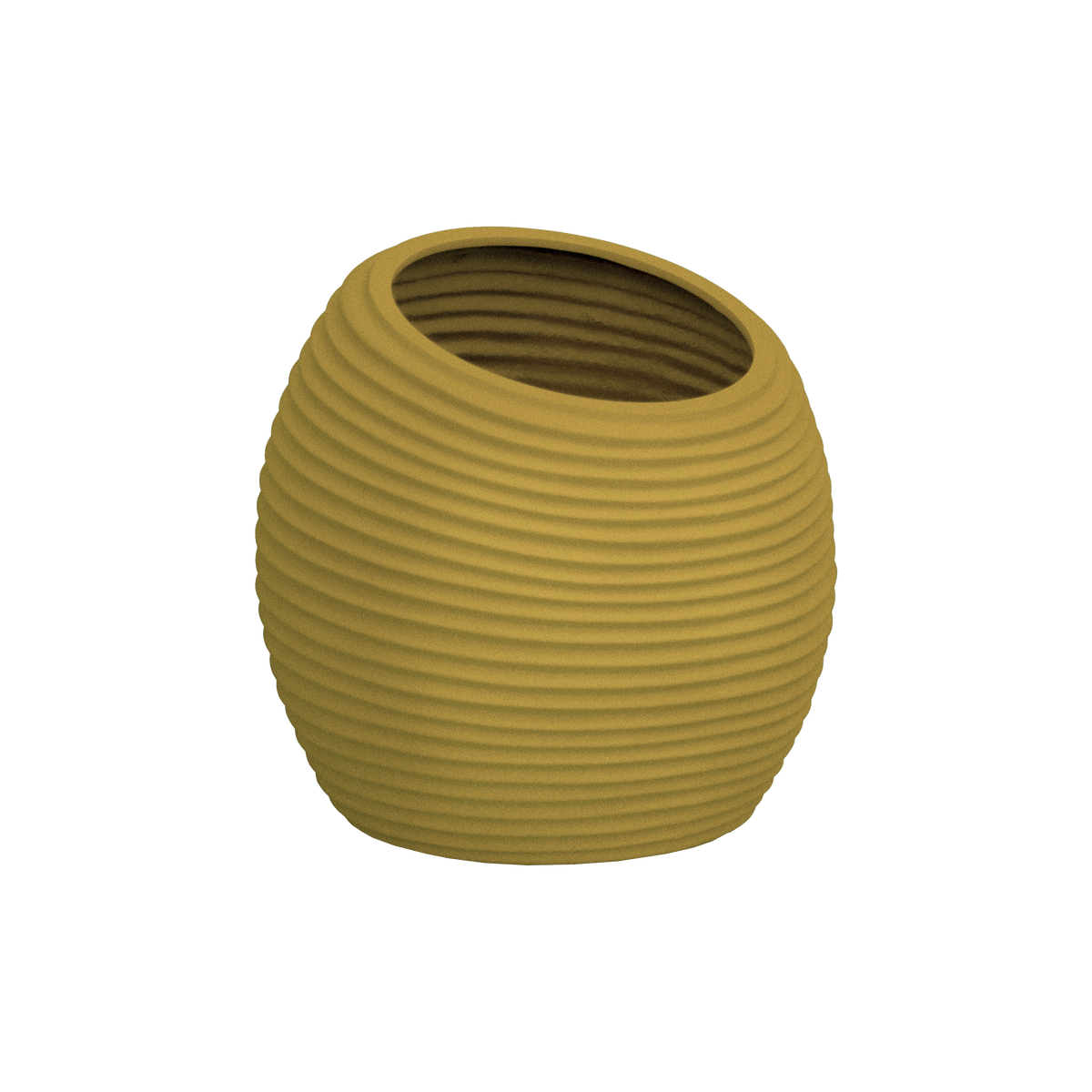 Spiral round fiberglass planter in Gloss Metallic Gold, D 26 in × 26 in, studio render