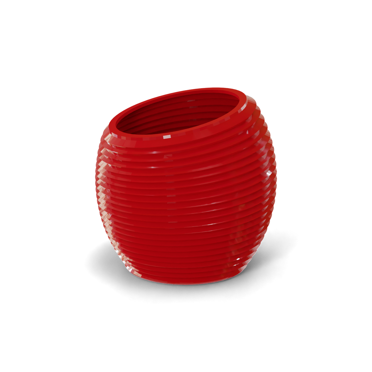 Spiral round fiberglass planter in Gloss Red
