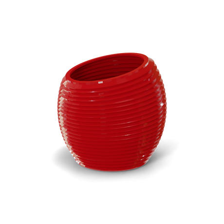 Spiral round fiberglass planter in Gloss Red