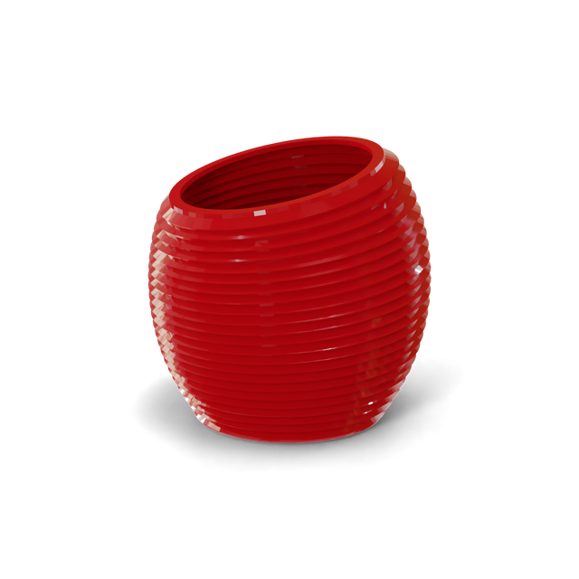 Spiral round fiberglass planter in Gloss Red