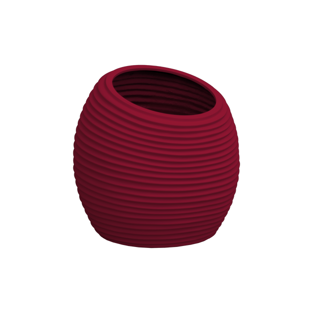 Spiral round fiberglass planter in Gloss Red, D 26 in × 26 in, studio render