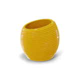 Spiral round fiberglass planter in Gloss Saffron