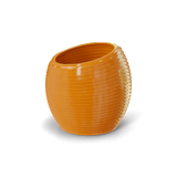 Spiral round fiberglass planter in Gloss Tangerine