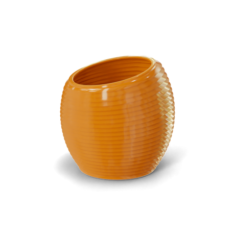 Spiral round fiberglass planter in Gloss Tangerine