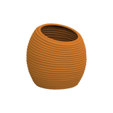 Spiral round fiberglass planter in Gloss Tangerine, D 26 in × 26 in, studio render
