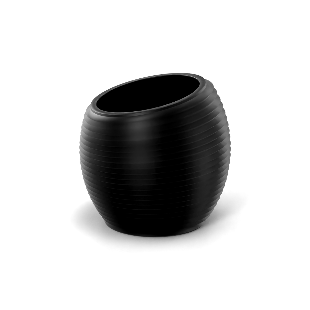 Spiral round fiberglass planter in Matte Black