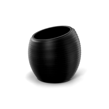 Spiral round fiberglass planter in Matte Black