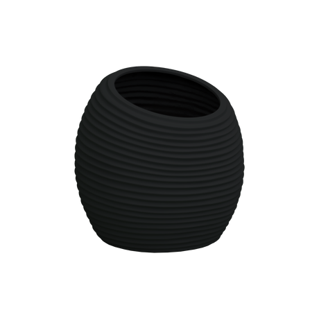 Spiral round fiberglass planter in Matte Black, D 26 in × 26 in, studio render