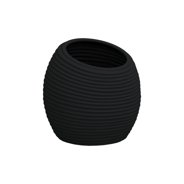 Spiral round fiberglass planter in Matte Black, D 26 in × 26 in, studio render