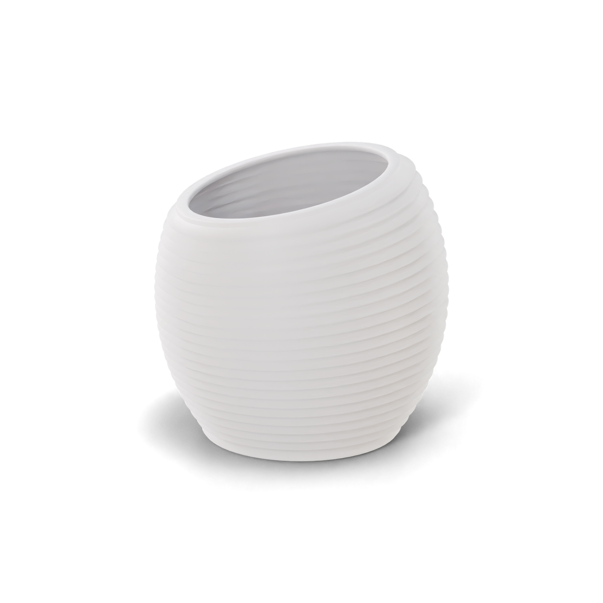 Spiral round fiberglass planter in Matte Bright White