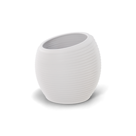 Spiral round fiberglass planter in Matte Bright White