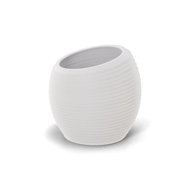 Spiral round fiberglass planter in Matte Bright White