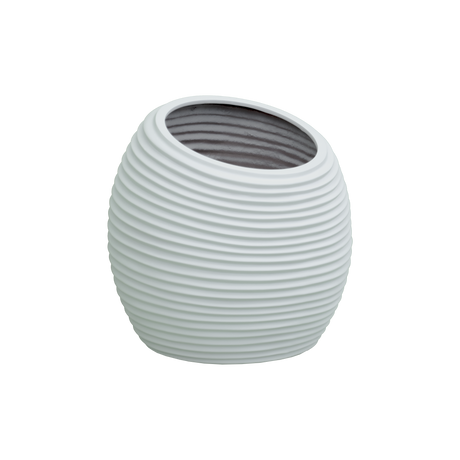 Spiral round fiberglass planter in Matte Bright White, D 26 in × 26 in, studio render