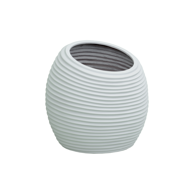 Spiral round fiberglass planter in Matte Bright White, D 26 in × 26 in, studio render