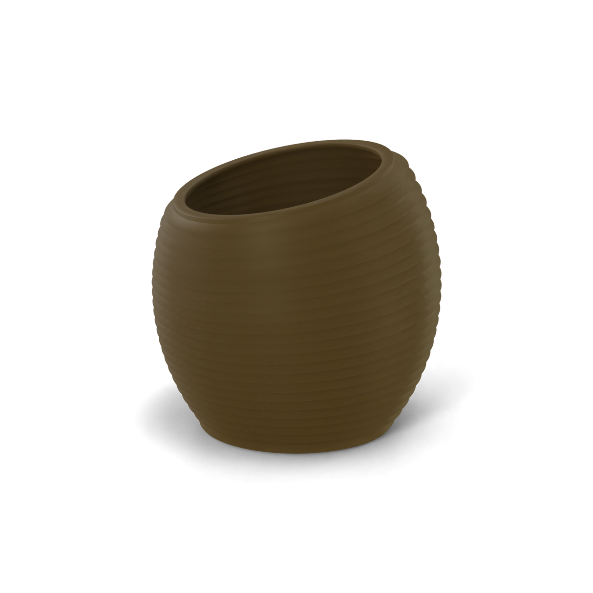 Spiral round fiberglass planter in Matte Bronze