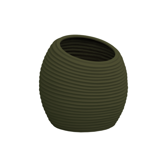 Spiral round fiberglass planter in Matte Bronze, D 26 in × 26 in, studio render