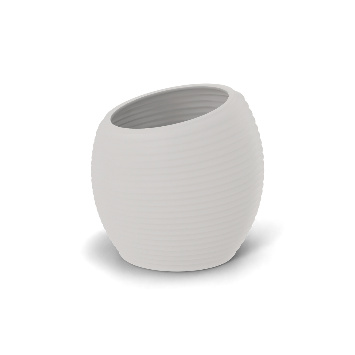 Spiral round fiberglass planter in Matte Cement Grey