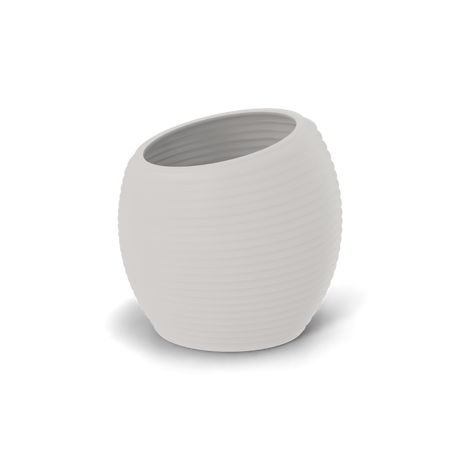 Spiral round fiberglass planter in Matte Cement Grey