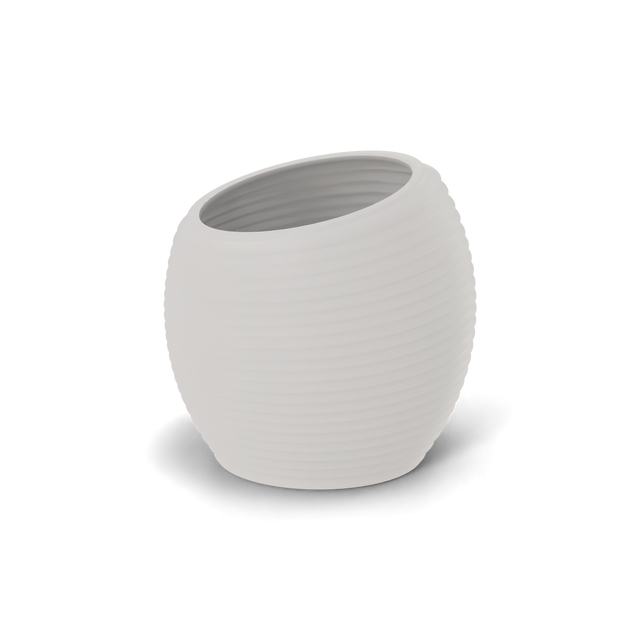 Spiral round fiberglass planter in Matte Cement Grey
