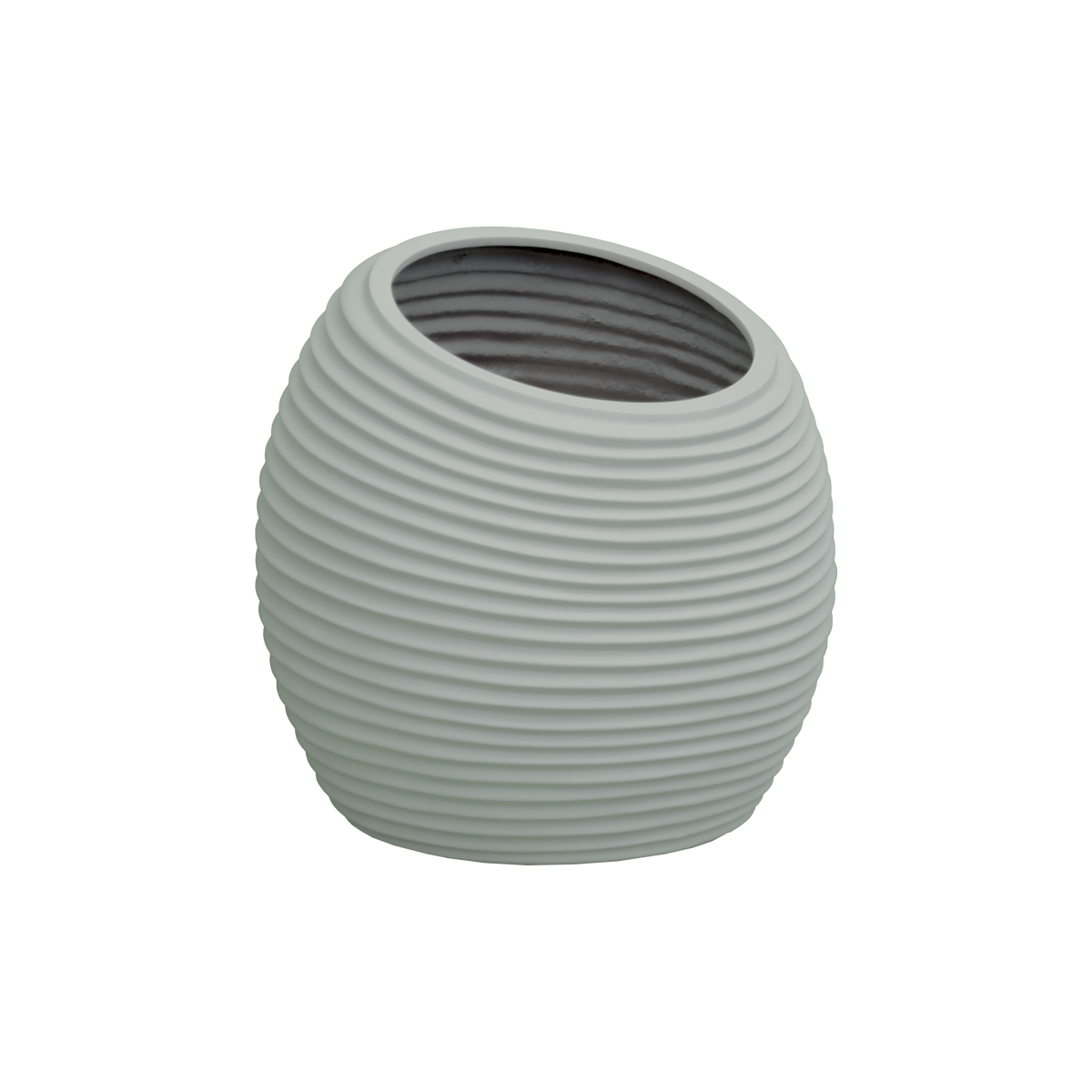 Spiral round fiberglass planter in Matte Cement Grey, D 26 in × 26 in, studio render