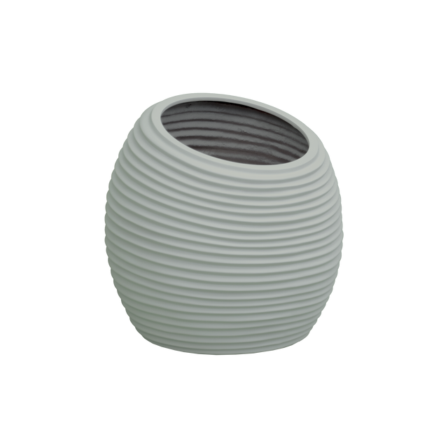 Spiral round fiberglass planter in Matte Cement Grey, D 26 in × 26 in, studio render