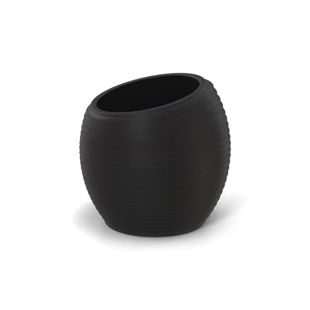 Spiral round fiberglass planter in Matte Charcoal