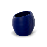 Spiral round fiberglass planter in Matte Cobalt Blue
