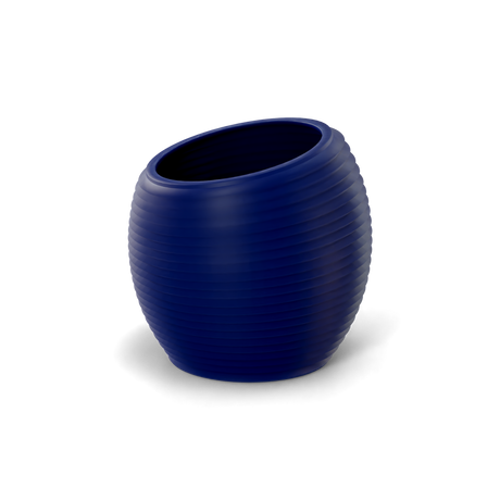 Spiral round fiberglass planter in Matte Cobalt Blue