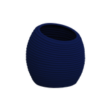 Spiral round fiberglass planter in Matte Cobalt Blue, D 26 in × 26 in, studio render