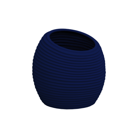 Spiral round fiberglass planter in Matte Cobalt Blue, D 26 in × 26 in, studio render