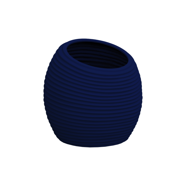 Spiral round fiberglass planter in Matte Cobalt Blue, D 26 in × 26 in, studio render