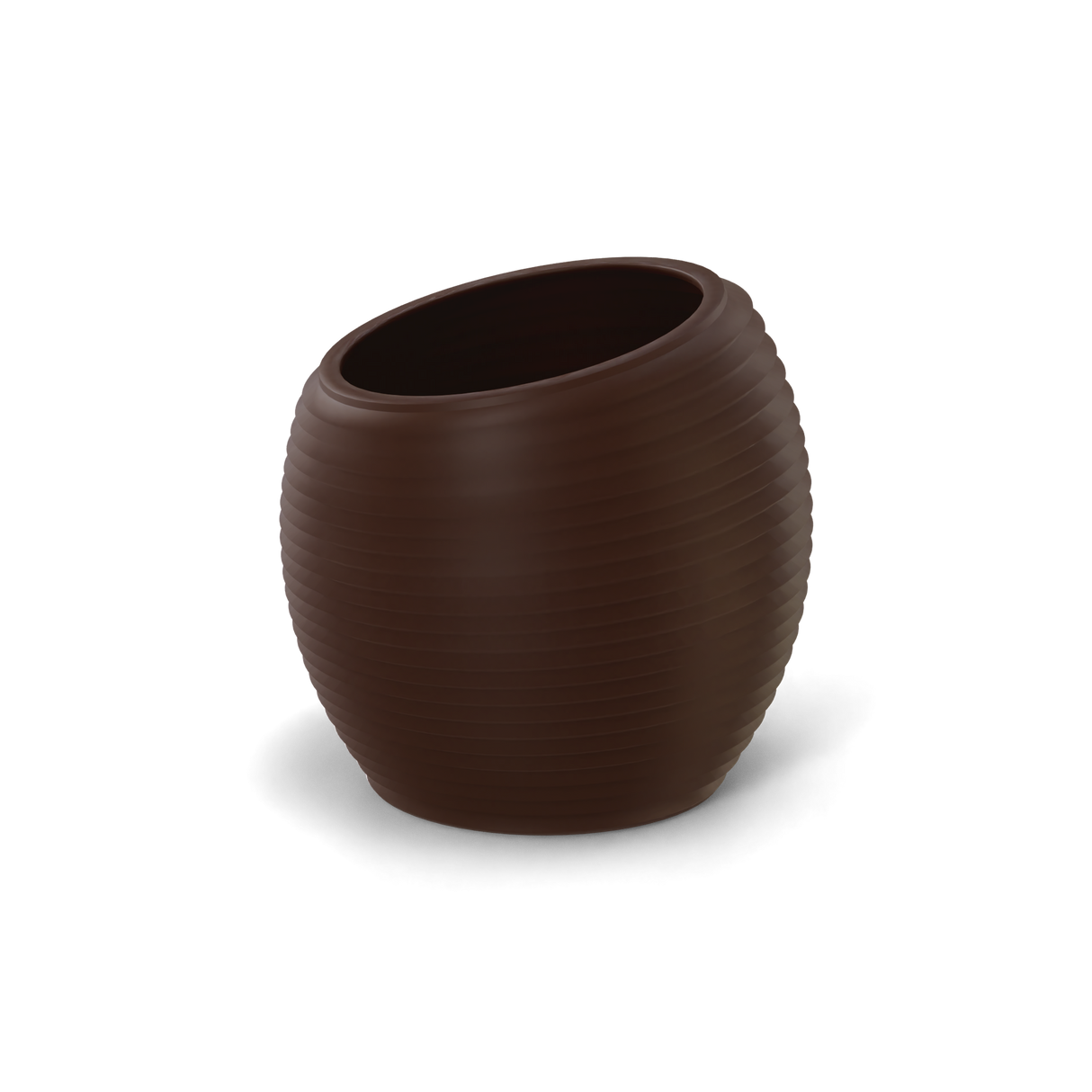 Spiral round fiberglass planter in Matte Dark Brown