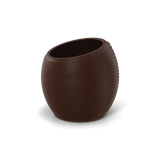 Spiral round fiberglass planter in Matte Dark Brown