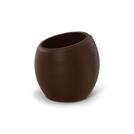 Spiral round fiberglass planter in Matte Dark Brown