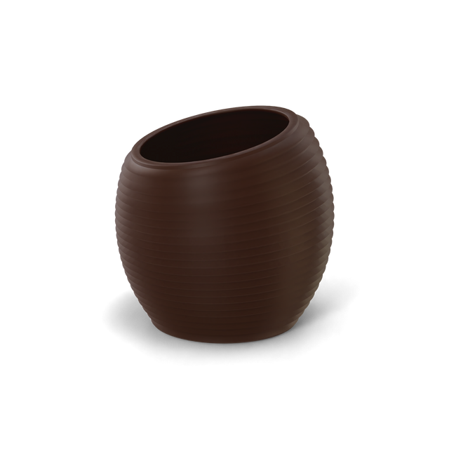 Spiral round fiberglass planter in Matte Dark Brown